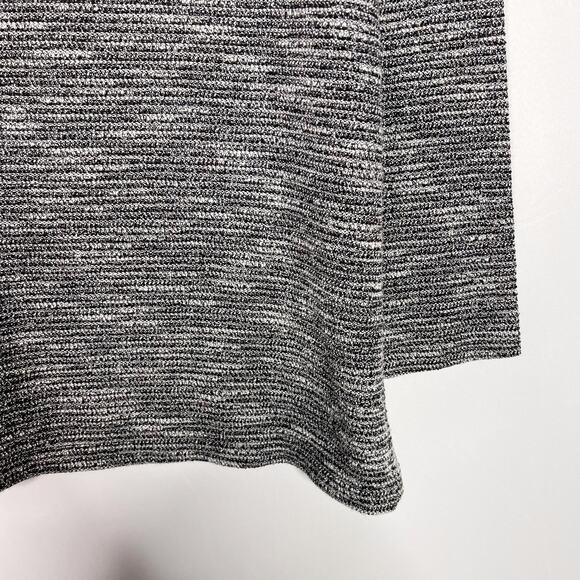 LOFT Large Petite LP Spacedye Knit Top Scoop Neck Gray Black Side Split Hem - Picture 4 of 8